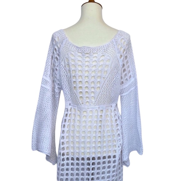 Boho White Crochet Knit Beach Dress Bikini Coverup - Picture 14 of 16